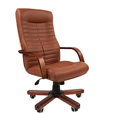 480WD N Chairman Кресло экопремиум, крестовина дерево обивка коричневый, 07178850