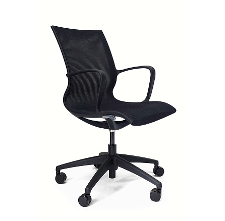 HY-801A Кресло сетка, крестовина чёрный пластик обивка черный