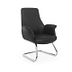 MB-613BS Кресло кожа/экокожа, полозья хром, обивка черный К08/ PU019