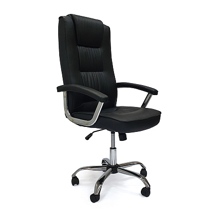 GY-330 Кресло экокожа+кожзам, крестовина хром, механизм Топ Ган обивка черный