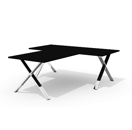 KVS-200k+KVS-8K Cтол руководителя с брифингом на м/к 200x210x75 Квинс Слим / Kvins Slim черный/полир