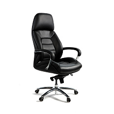 Porshe F181 black leather Кресло кожа+к/з черный, крестовина алюминий