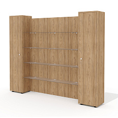 Шкафная группа (комплектация 54) 247,2х37х200,8  Рио Директ / Rio Direct вяз швейцарский/беж/стекло