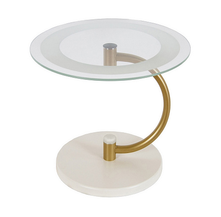Дуэт-13Н Стол журнальный стекло слоновая кость/золото, стекло прозрачное
