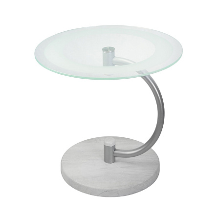 Дуэт-13Н Стол журнальный металлик/дуб дымчатый/стекло прозрачное