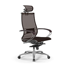 S-2 Samurai Кресло сетка/экокожа  Infinity Easy Clean, обивка темно-коричневый 1С.2.15.49