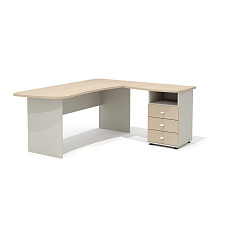 G-118R + G-118.1R + G-27 Составной эргономичный стол правый Gamma дуб выбеленный N/беж
