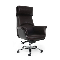 MB-678 Кресло кожа/экокожа, крестовина алюм., механизм мультиблок, глянц. темно-коричневый K31/PU31