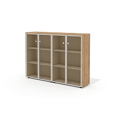 Шкаф для документов средний со стеклом (комплектация 26) 163,6х37х122,2 Рио Директ / Rio Direct вяз