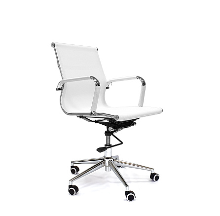RT-02Q Кресло сетка, крестовина хром, knee-tilt обивка белая