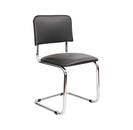 СИЛЬВИЯ Стул иск. кожа, полозья хром , (В РАЗБОРЕ) обивка черный V-4, каркас хром