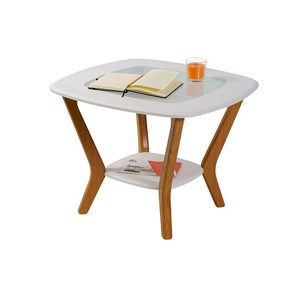 Мельбурн со стеклом Стол журнальный белый