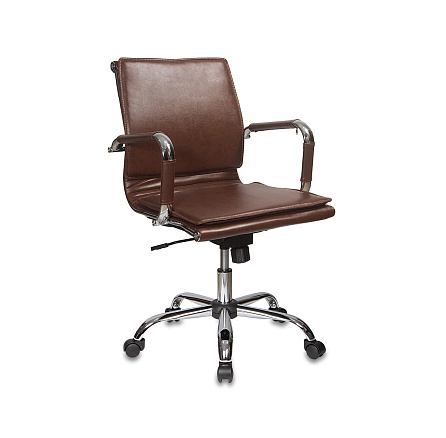 CH-993-Low Кресло для руководителей экокожа коричневый brown, крестовина хром, ID664069