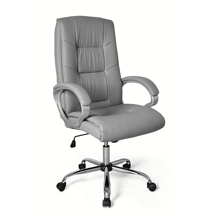 GY-7085-3 Кресло экокожа+кожзам, крестовина хром, механизм Топ Ган обивка серый