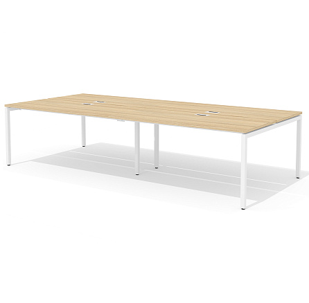 RM-2.1 (x4) + F-54 Двойная группа сдвоенного стола прямого с люком на металлокаркасе Rio Project швейцарский вяз / белый