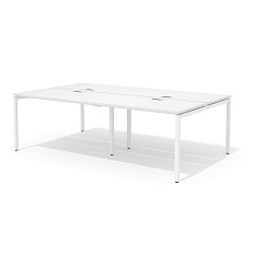 RM-4.1 (x4) + F-52 Двойная группа сдвоенного стола прямого с люком на металлокаркасе Rio Project белый