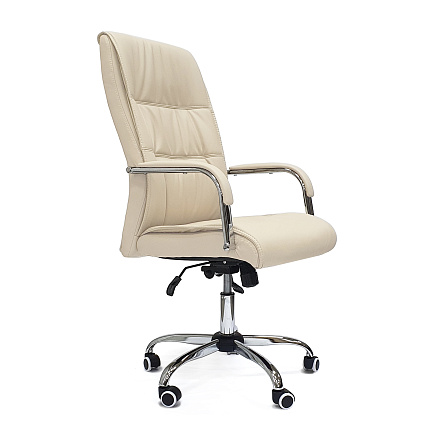 RT-333A Кресло экокожа, крестовина хром, ТопГан Люкс обивка бежевый 70
