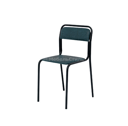 ЮНИТ СМ7/7-02 Стул иск. кожа, каркас металл обивка темно-серый К-02, каркас черный RAL 9005