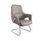MB-636BS Кресло кожа/экокожа, полозья хром, обивка серо-бежевый К47/PU47