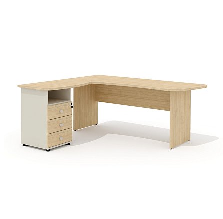 G-118L + G-118.1L + G-27J Составной эргономичный стол левый Гамма дуб Виченца / беж