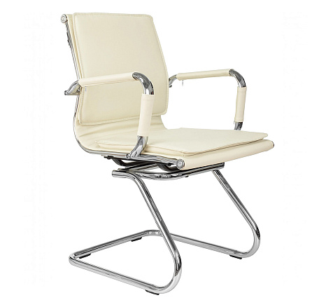 CH-993-Low-V Кресло экокожа, полозья обивка слоновая кость ivory, каркас хром, ID664076