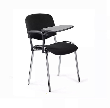 ИЗО CH C11 Стул для посетителей со столиком ткань, каркас хром, черный