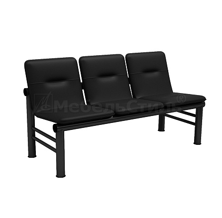 ТРОЯ UN СМ105/UN-03 Многомест.секция иск.кожа,каркас металл черный К-01 черный муар RAL 9005