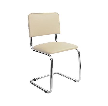 СИЛЬВИЯ Стул иск. кожа, полозья хром , (В РАЗБОРЕ) обивка слоновая кость V-18, каркас хром