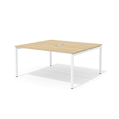 RM-2.1 (x2) + F-46 Сдвоенный стол прямой с люком на металлокаркасе Rio Project швейцарский вяз / белый