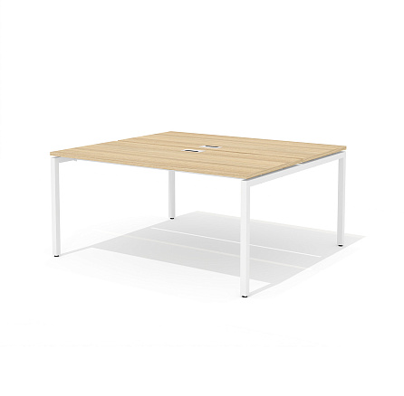 RM-2.1 (x2) + F-46 Сдвоенный стол прямой с люком на металлокаркасе Rio Project швейцарский вяз / белый
