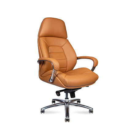 Porshe F181 light brown leather  Кресло кожа+к/з светло-коричневый, крестовина алюминий